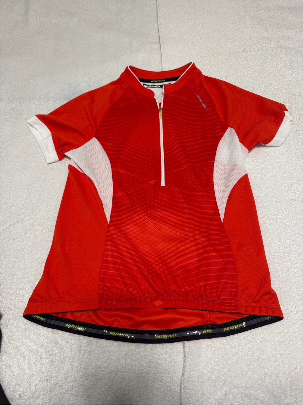 Nishiki Bicycle Cycling Jersey Women's Size Medium Vibrant Orange/Red Half-Zip